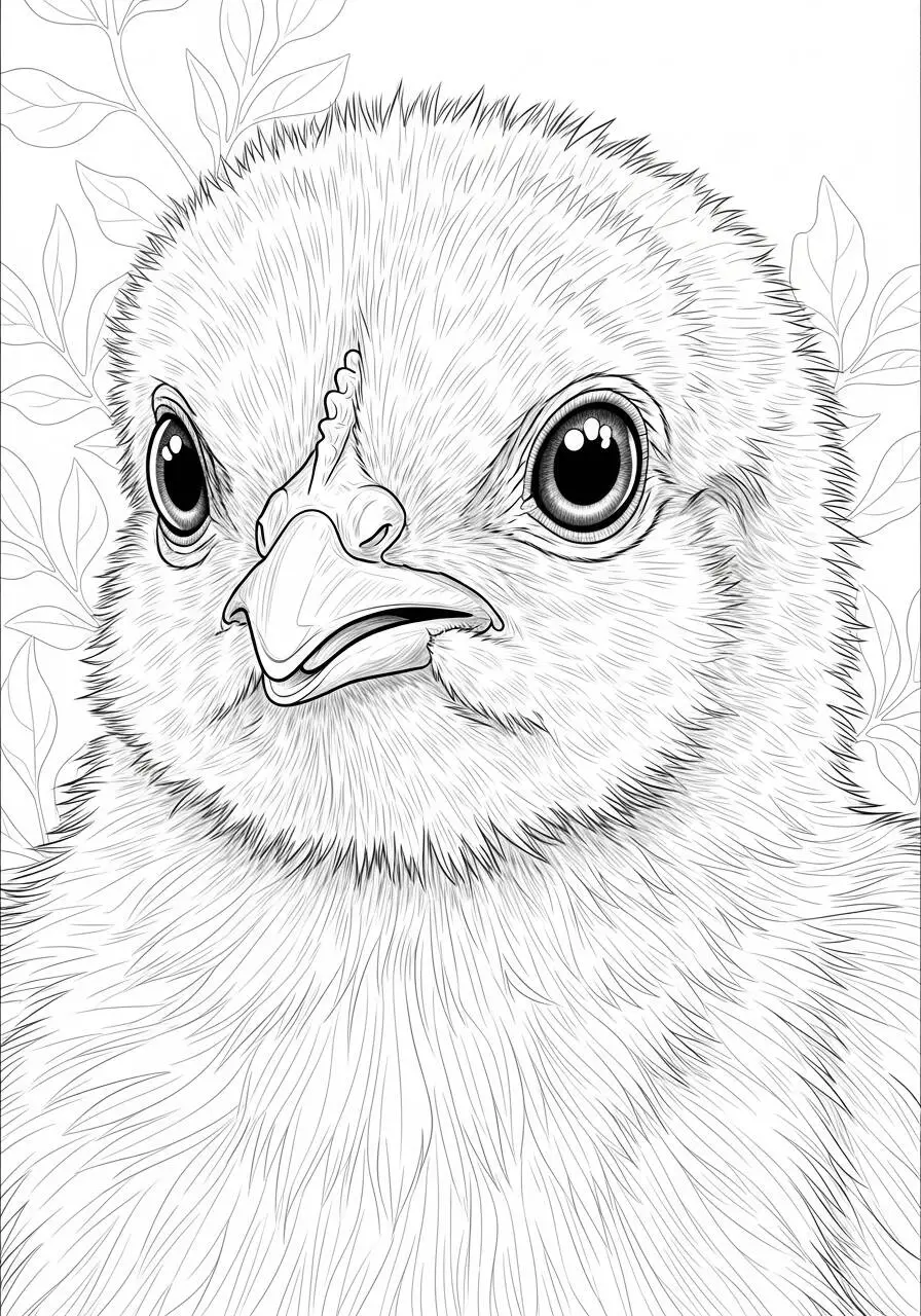 Desenho de Pintinho Fofo com Olhos Grandes para Colorir