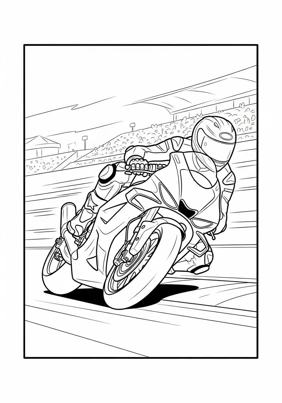 Coloriage de moto de sport à grande vitesse