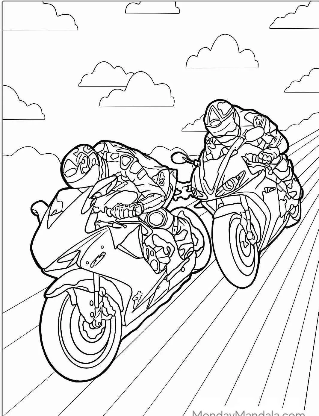 Coloriage de courses de motos sportives