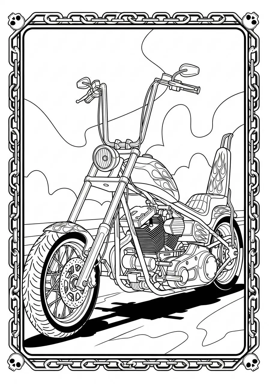 Coloriage stylisé de moto Chopper
