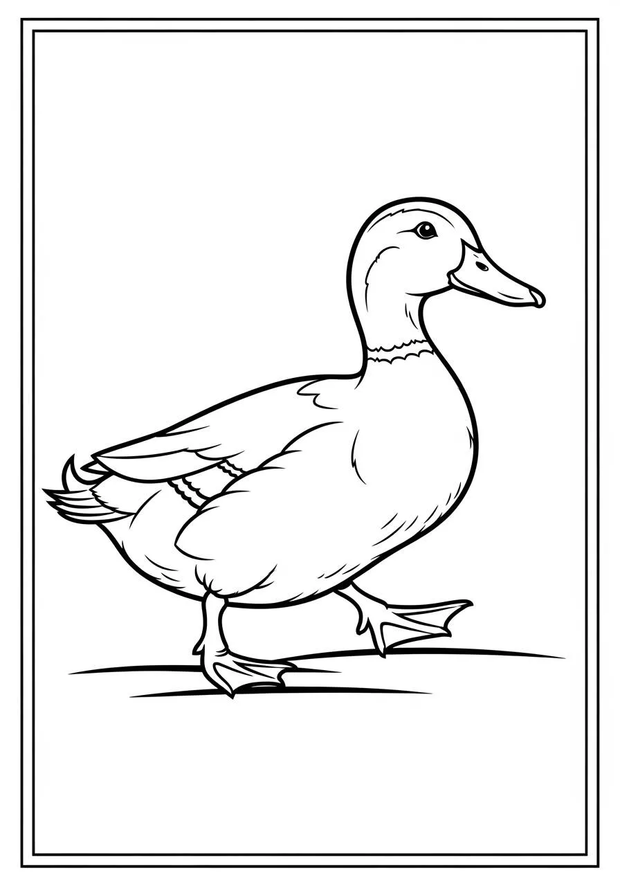 Desenho de Pato Caminhando Alegremente para Colorir