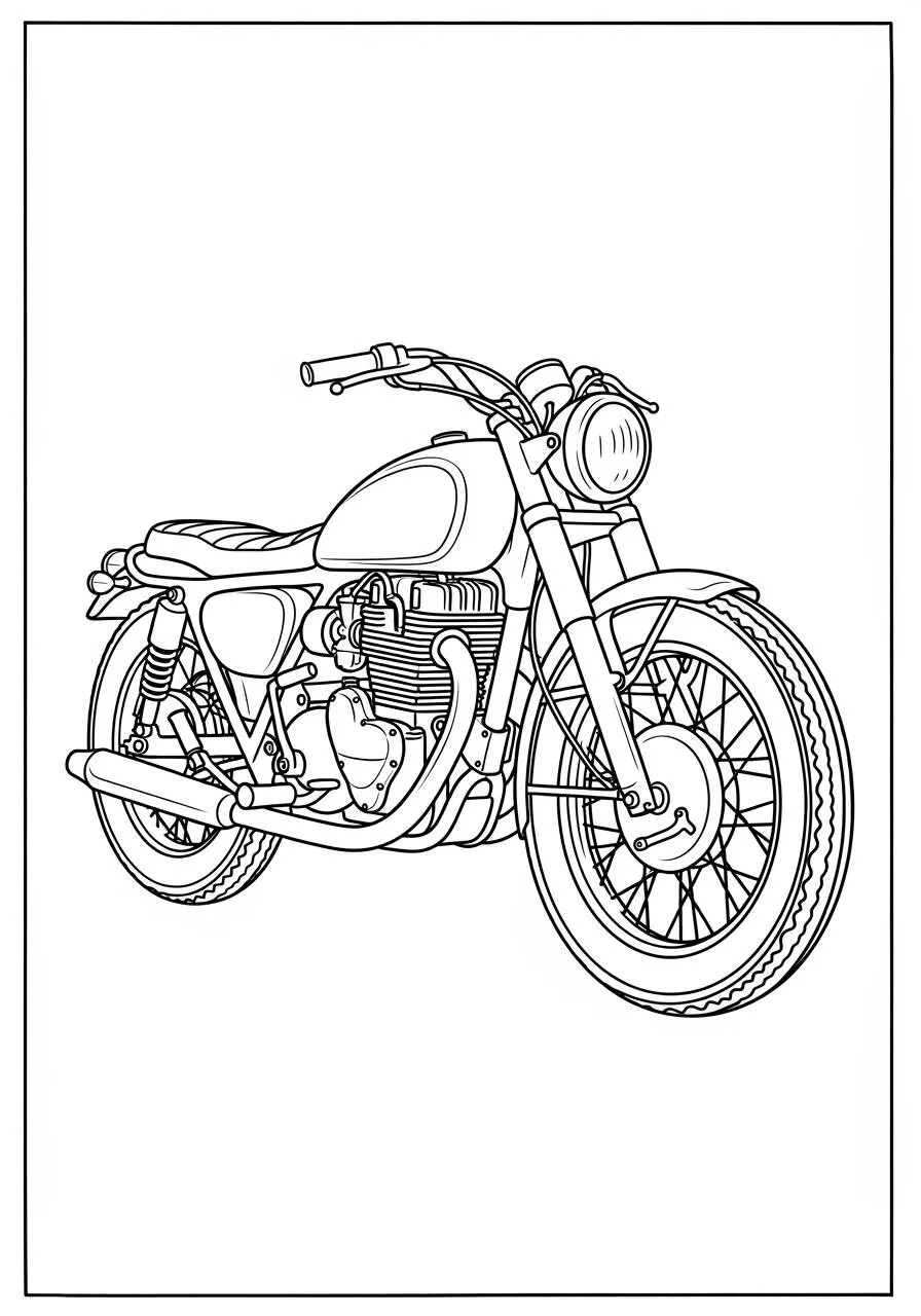 Desenho de Moto Clássica para Colorir