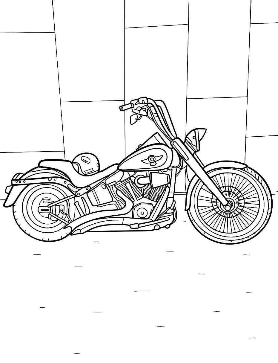 Desenho de Moto Chopper Clássica para Colorir