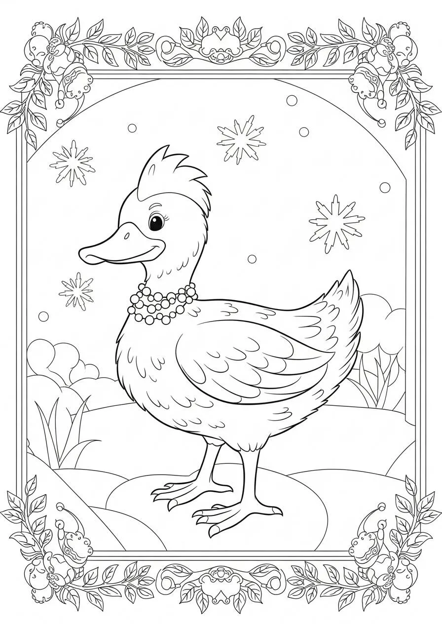 Desenho de Pato Elegante com Colar para Colorir