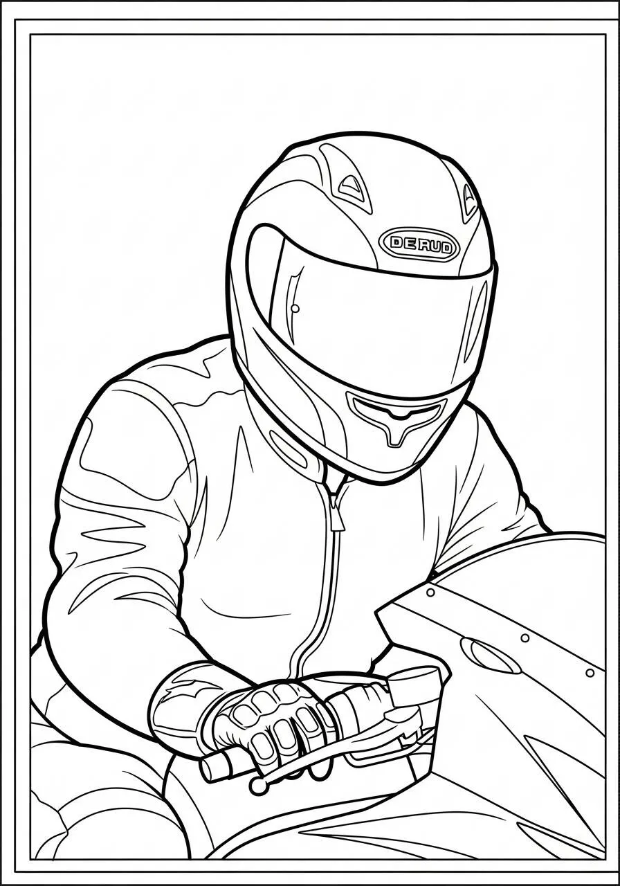 Desenho de Motociclista com Capacete para Colorir