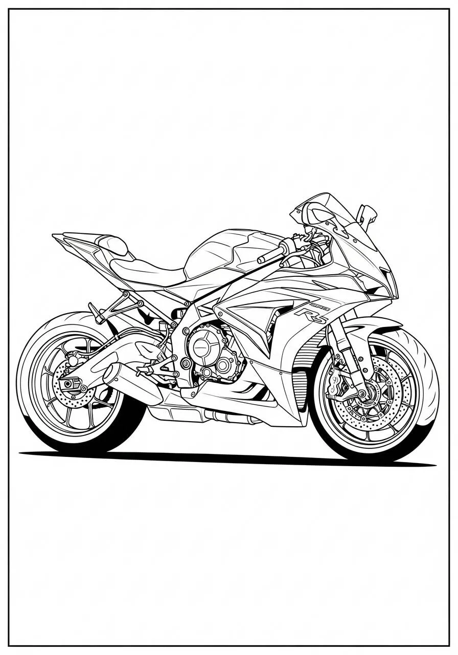 Desenho de Moto Esportiva para Colorir
