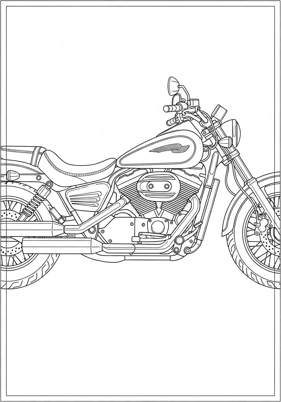 Desenho de Moto Customizada para Colorir