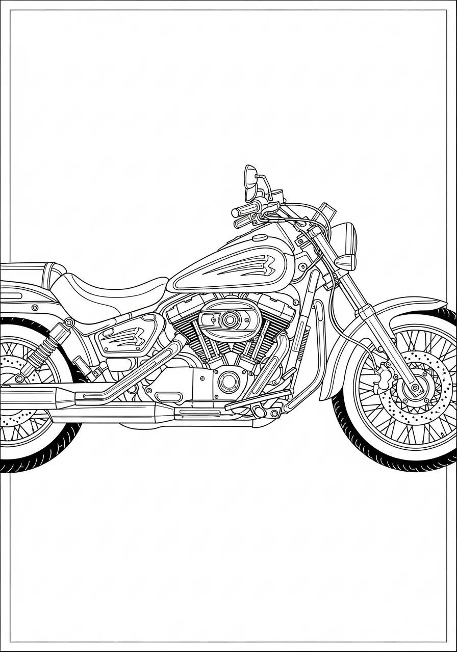 Desenho de Moto Chopper Clássica para Colorir