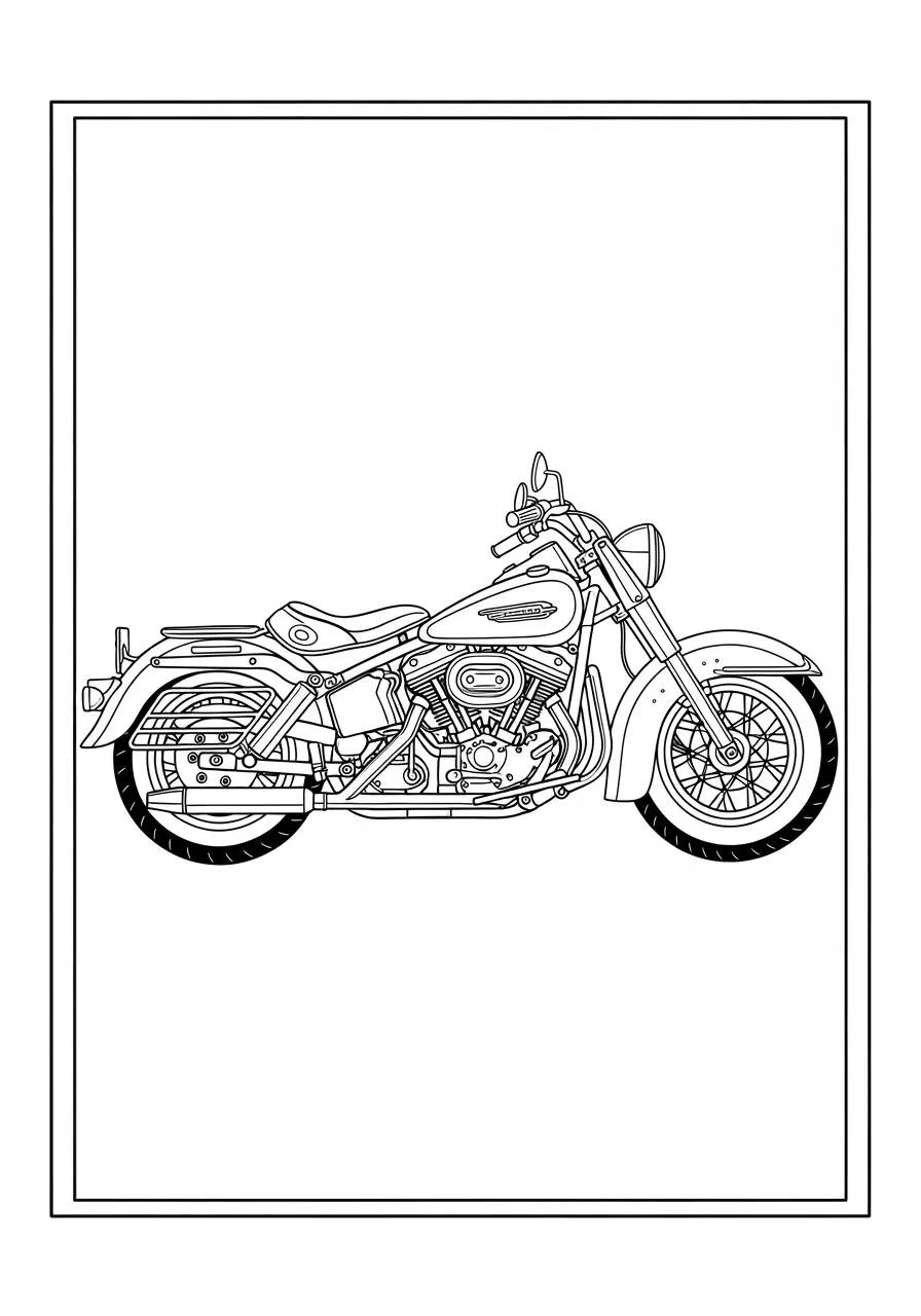 Desenho de Moto Cruiser Clássica para Colorir