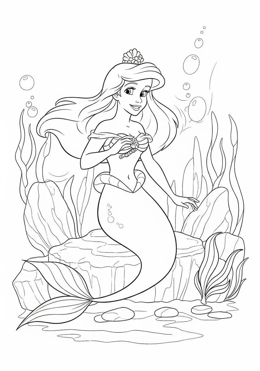 Ariel, la Sirenita, Dibujo para colorear de disney