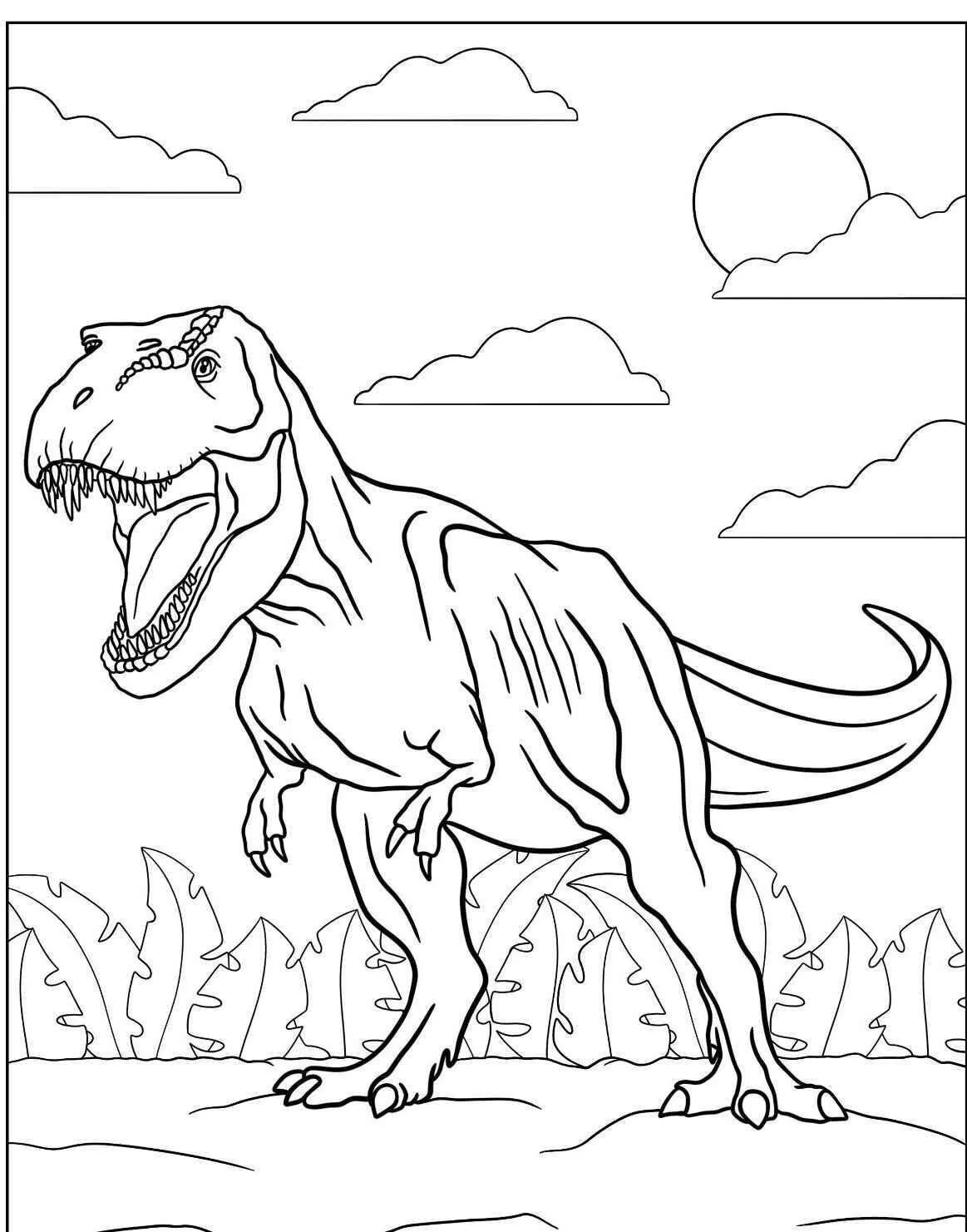 Pagina da colorare del dinosauro T Rex