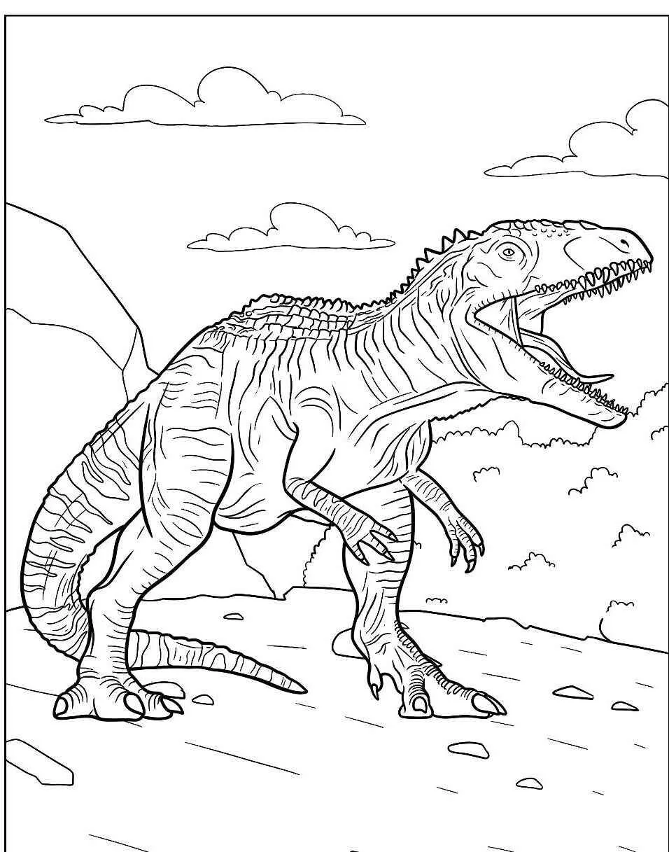 Pagina da colorare del dinosauro T Rex