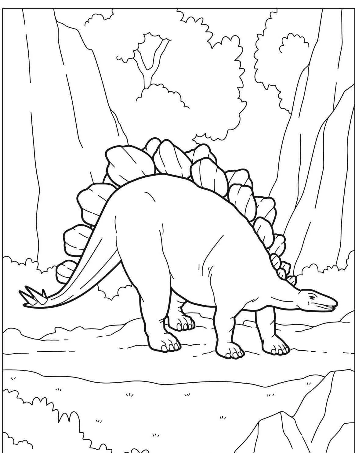 Pagina da colorare del dinosauro Stegosauro