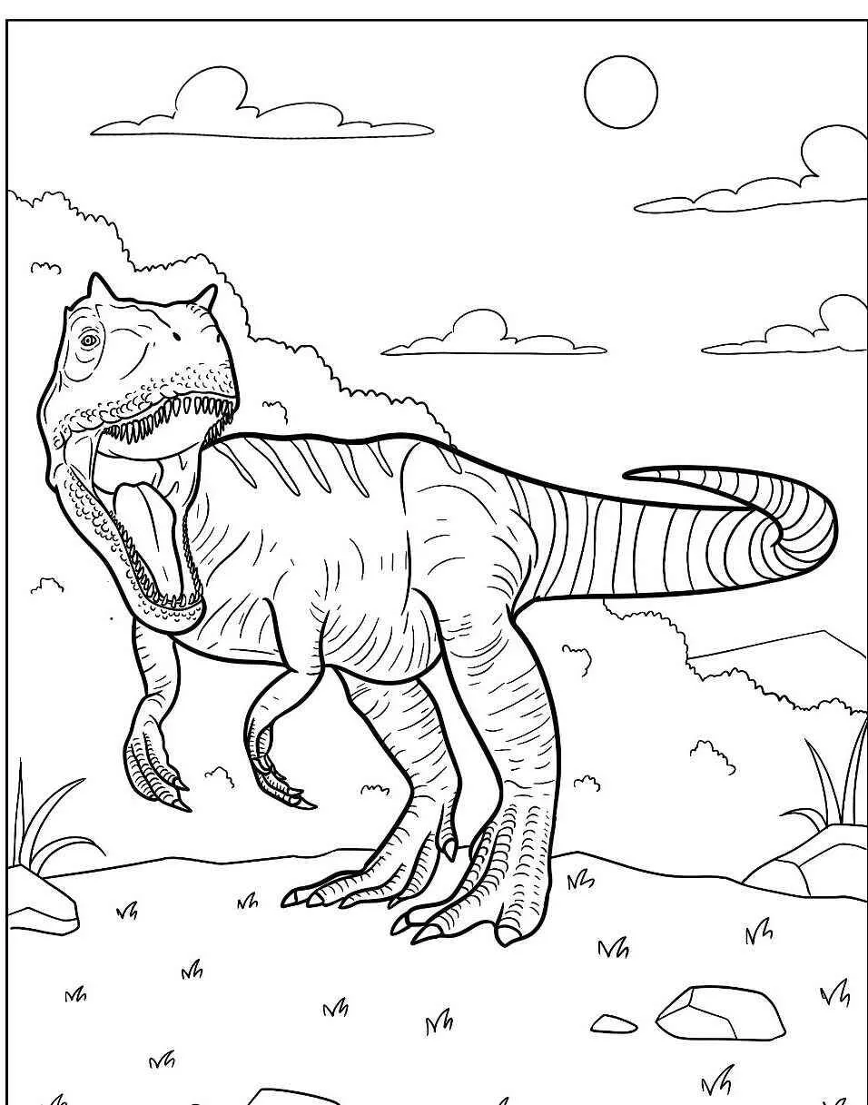 Pagina da colorare del dinosauro T Rex