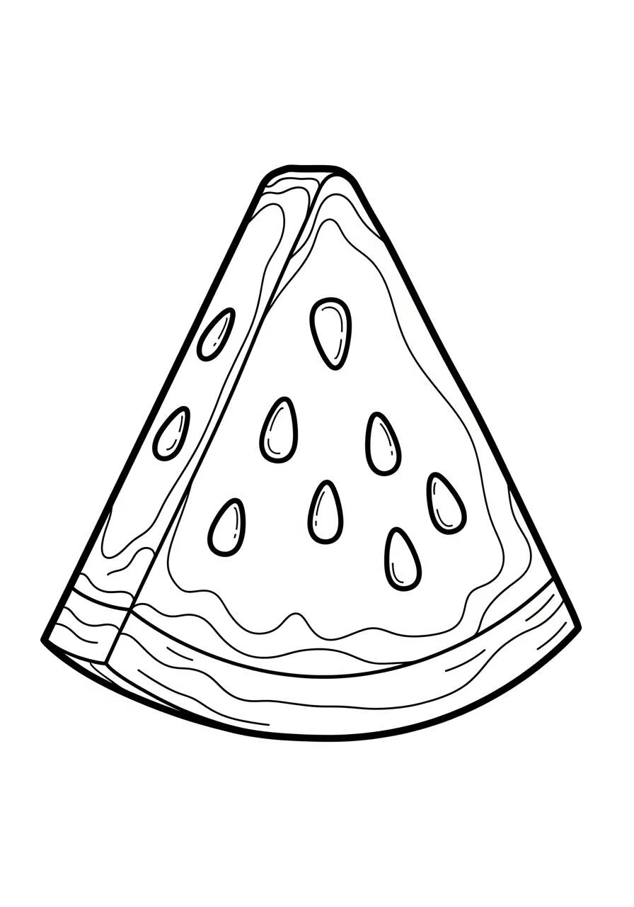 Coloriage de fruits de pastèque en tranches