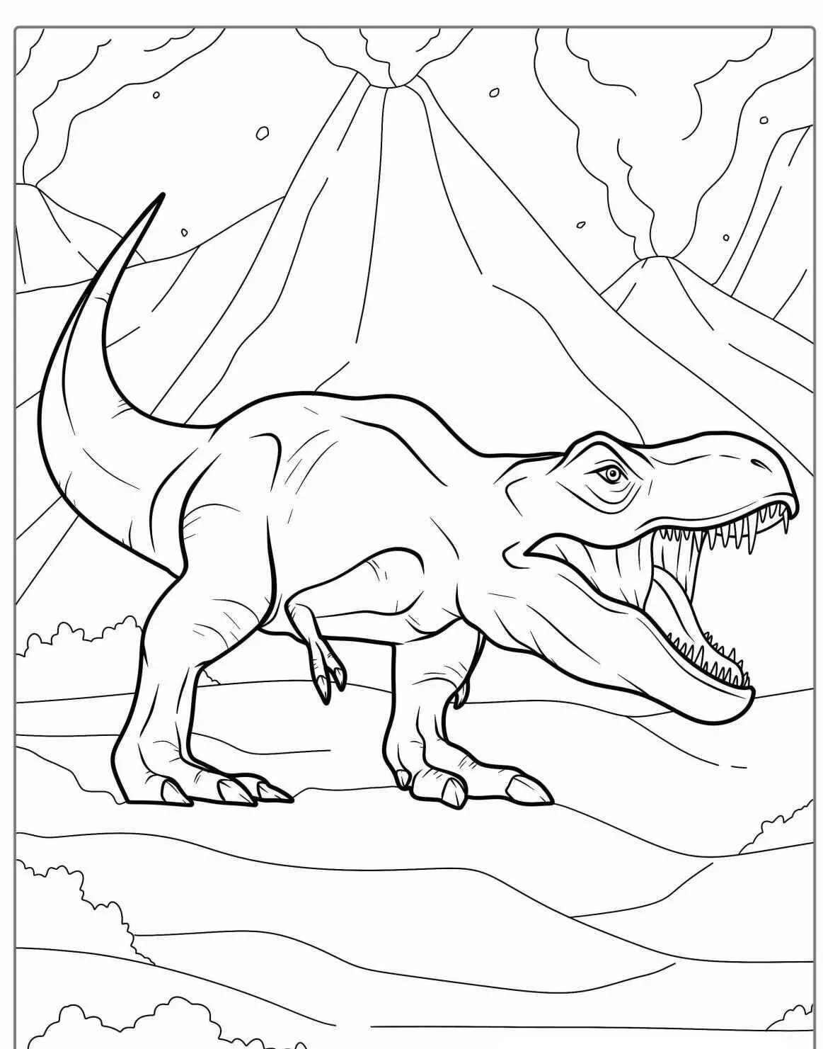 Pagina da colorare ruggente del dinosauro T Rex