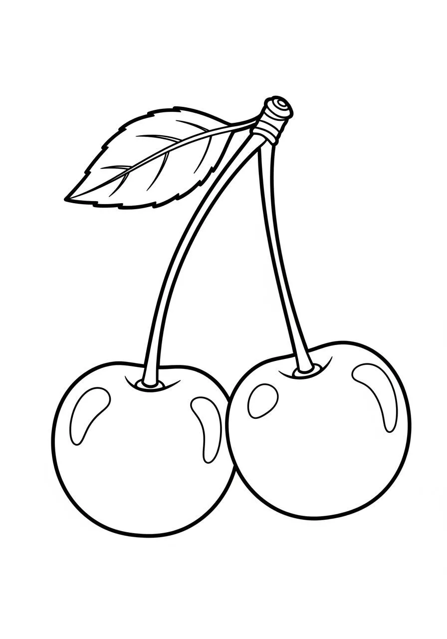 Desenho de Fruta Cereja para Colorir