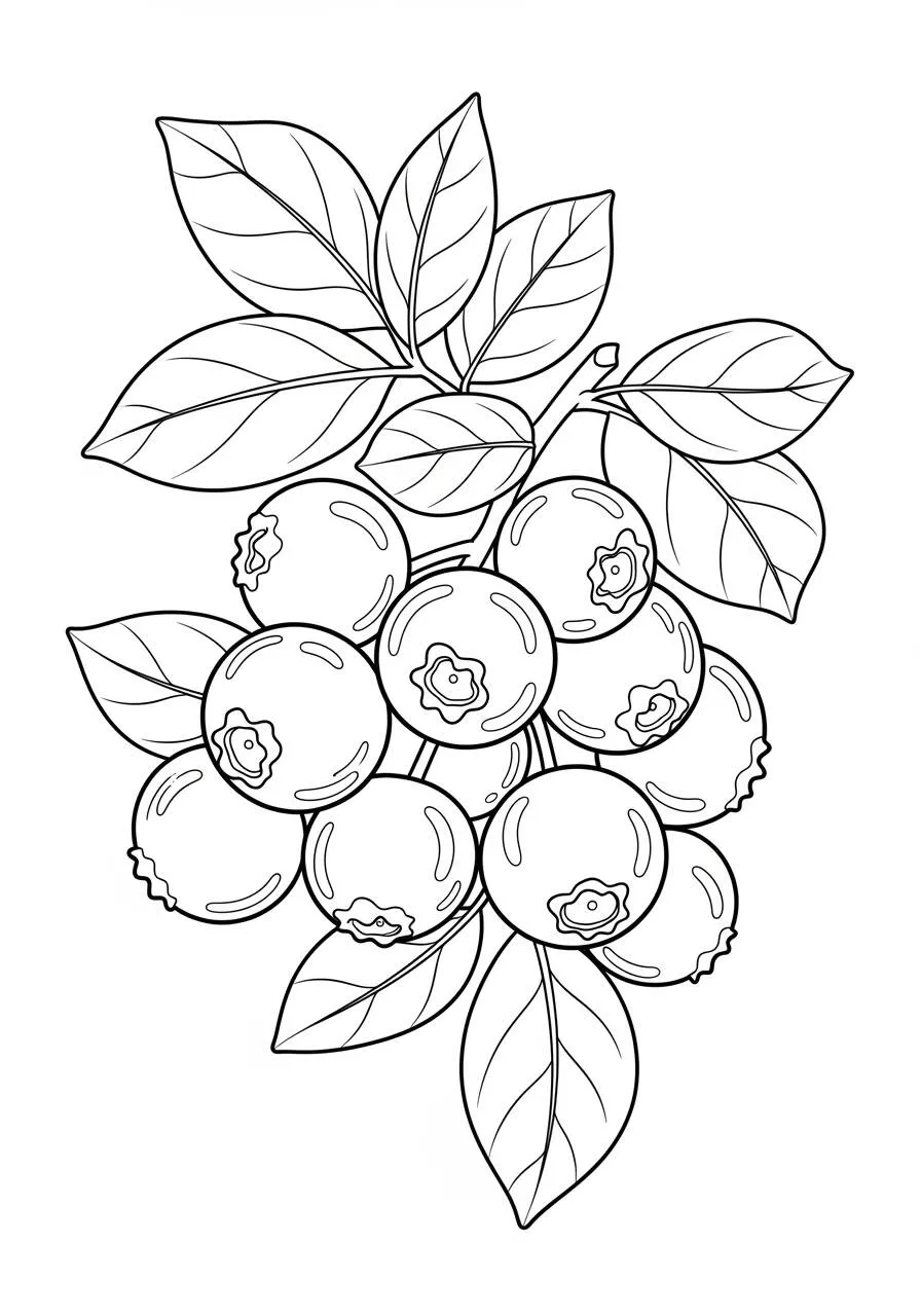 Coloriage de fruits de myrtille