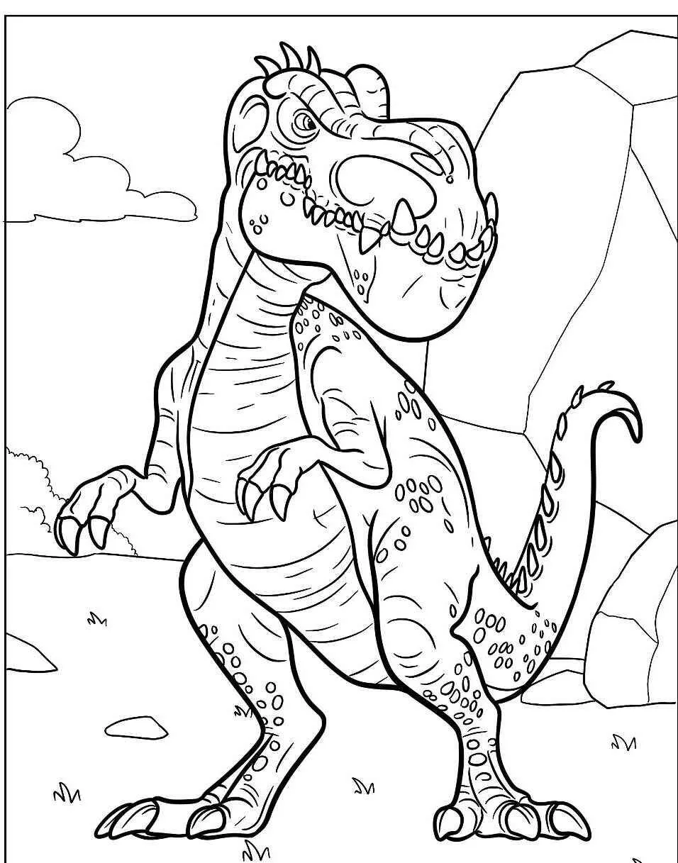 Pagina da colorare del dinosauro T Rex
