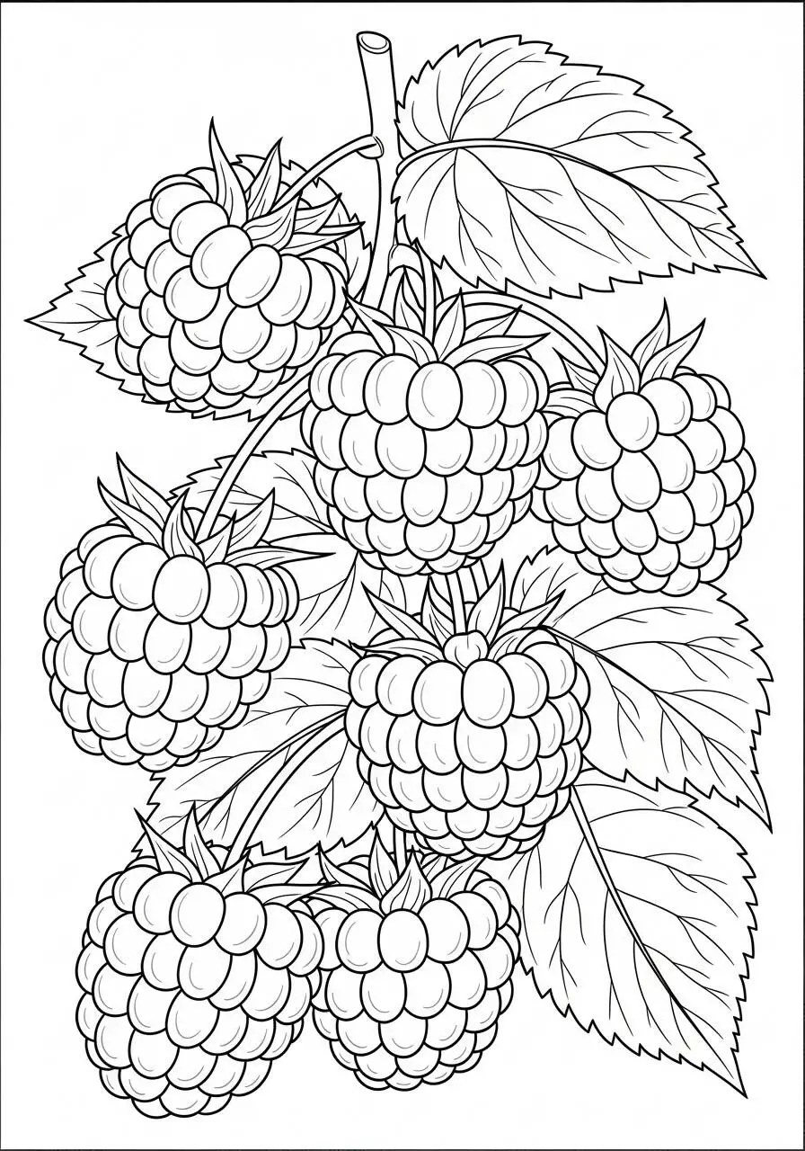 Coloriage de fruits framboise