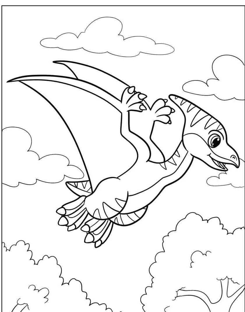 Pagina da colorare volante del dinosauro pterodattilo