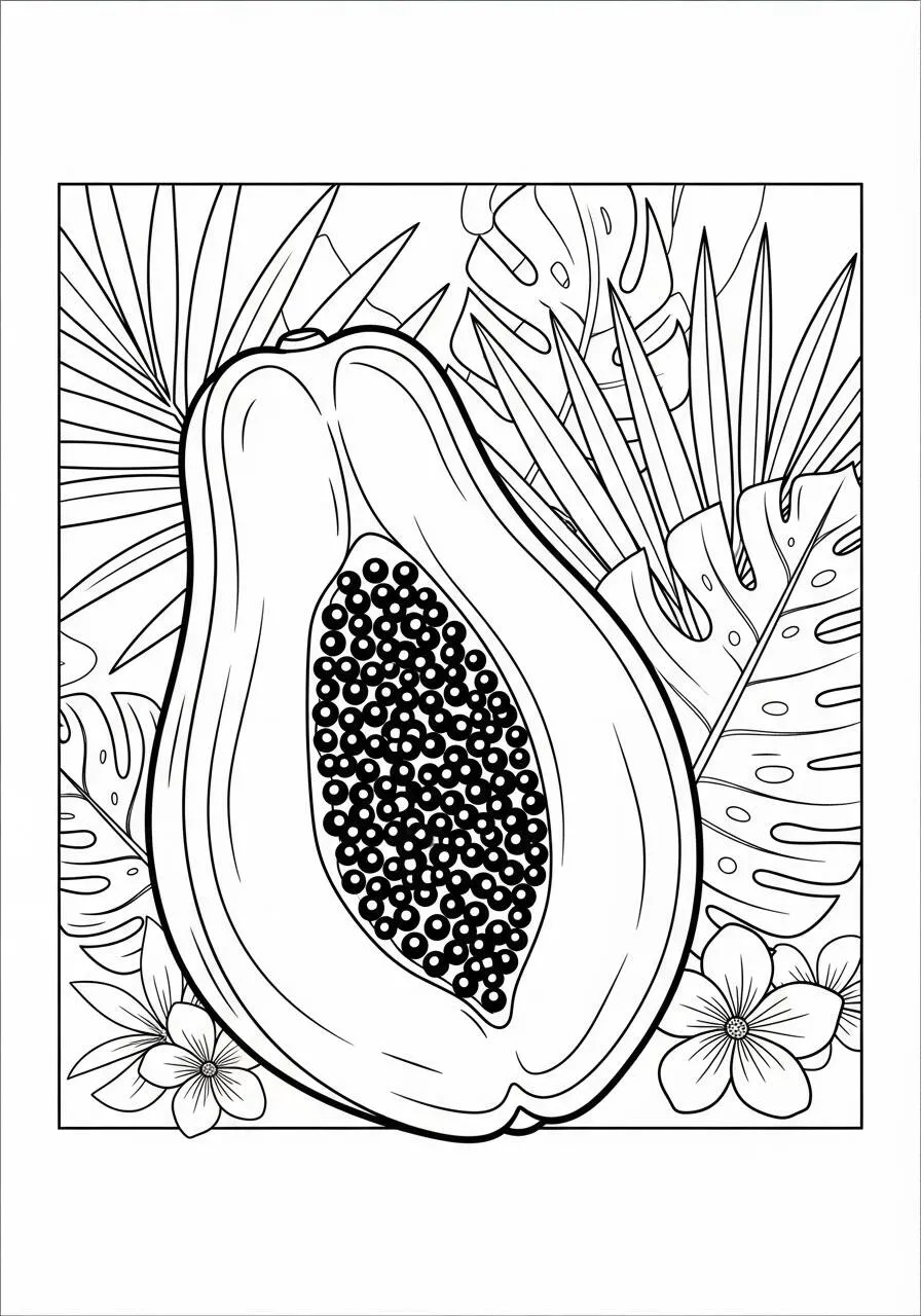 Coloriage de fruits de papaye