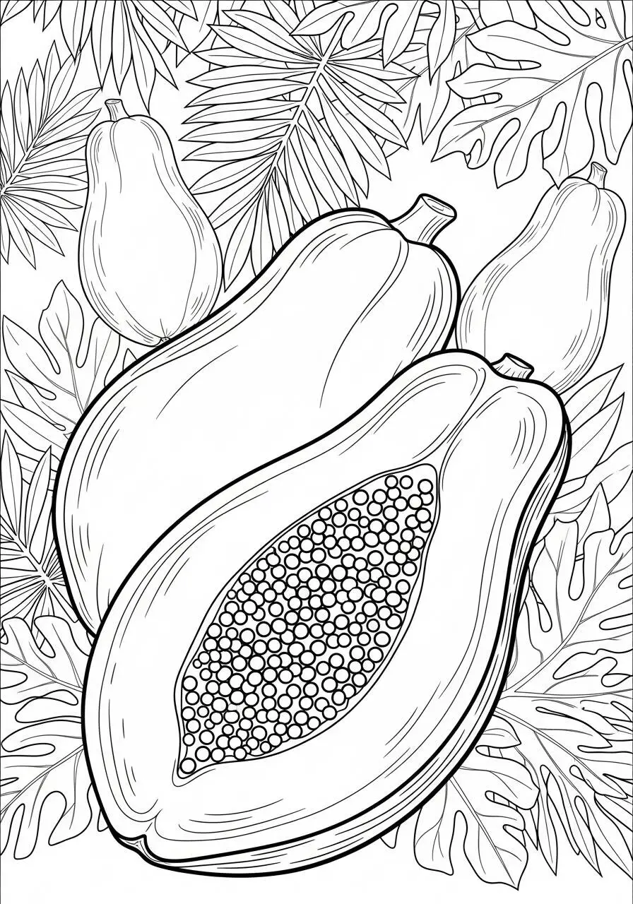 Coloriage de fruits de papaye