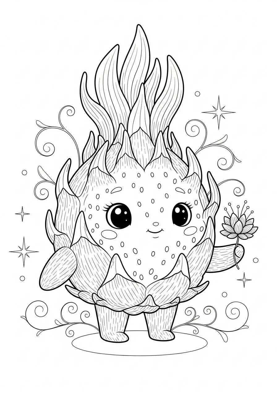 Fruta De Pitaya Dibujo para colorear