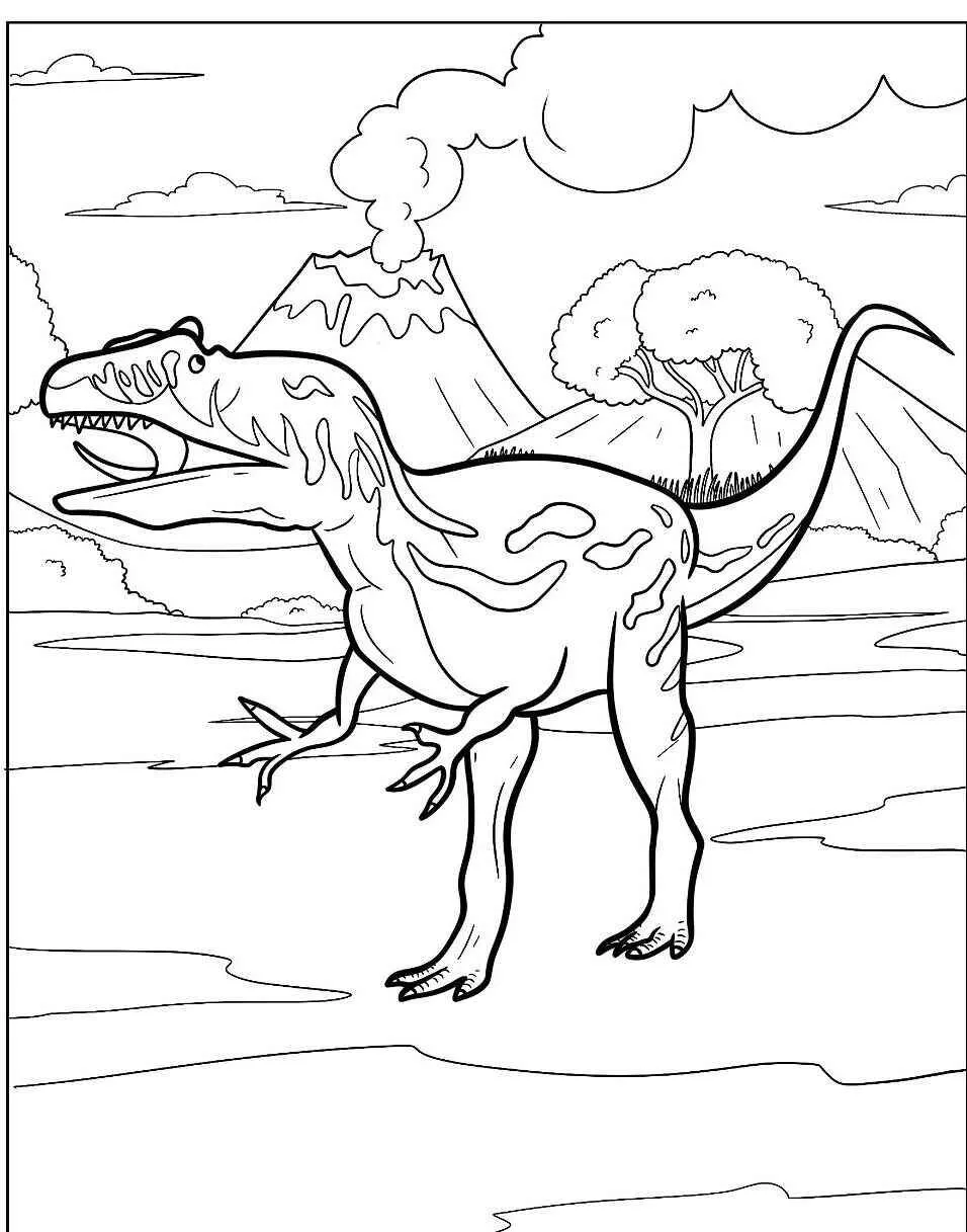 Pagina da colorare del dinosauro T Rex