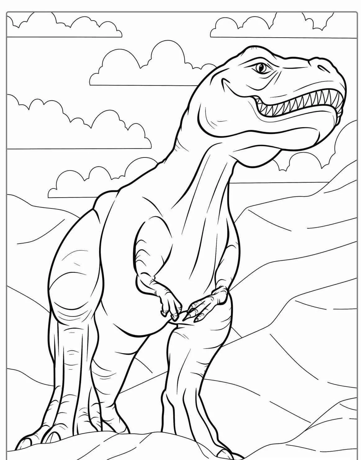 Pagina da colorare del dinosauro T Rex