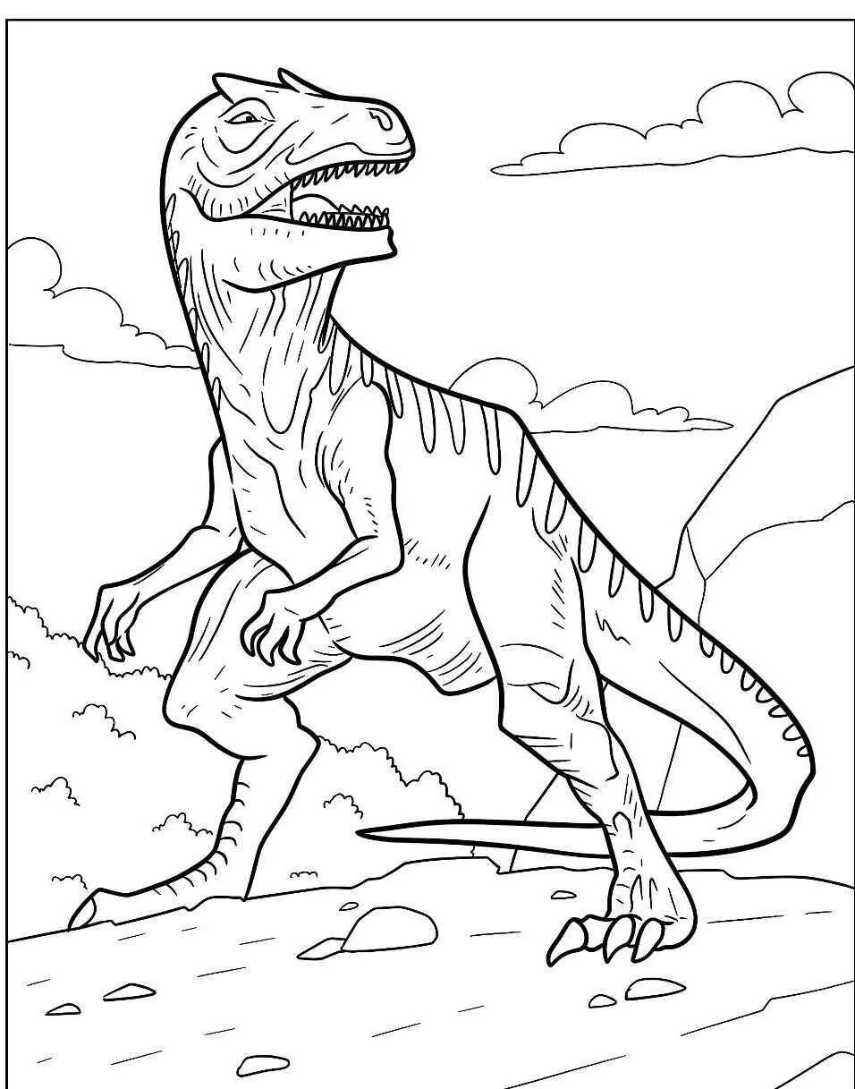 Pagina da colorare del dinosauro T Rex