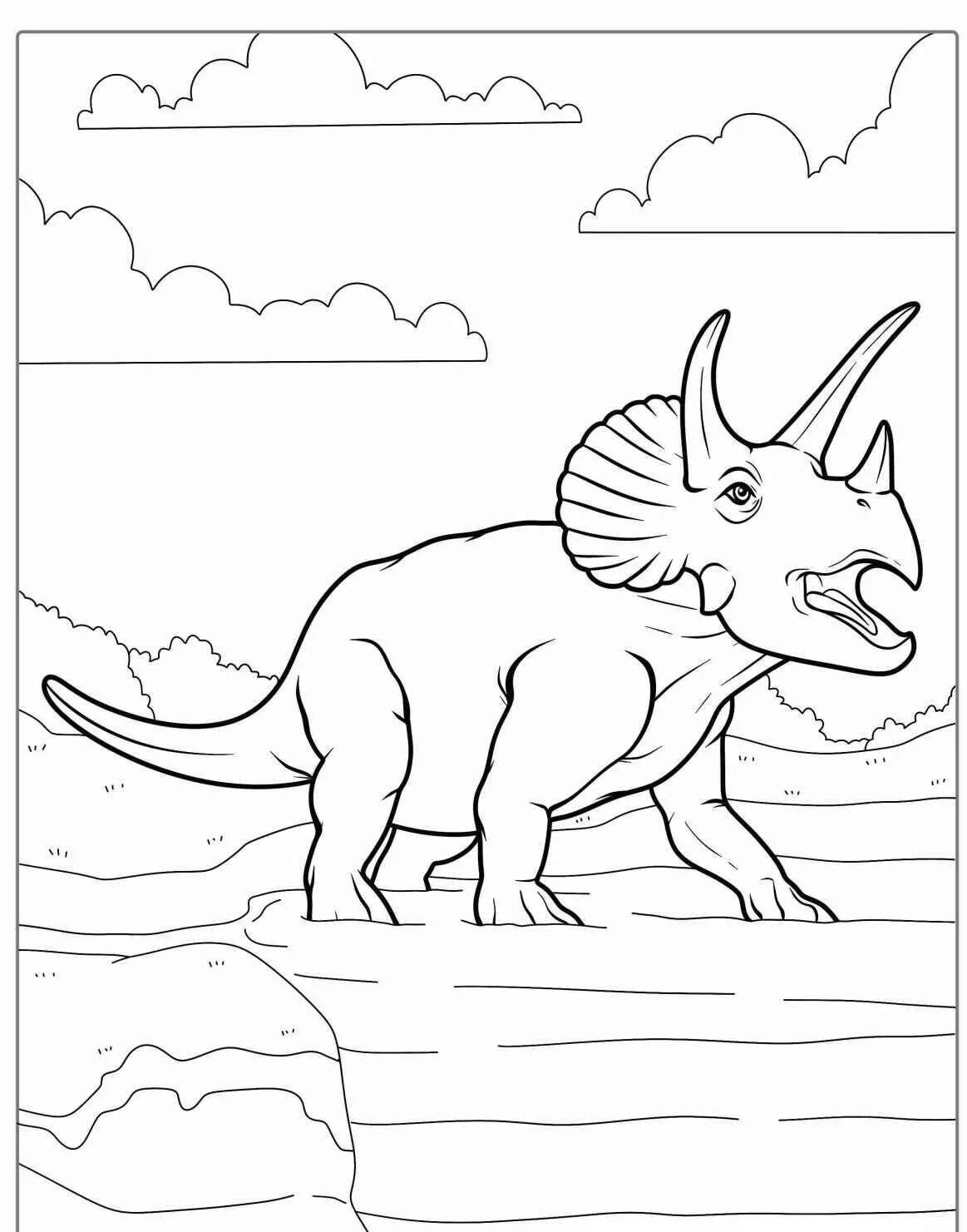 Pagina da colorare del dinosauro triceratopo
