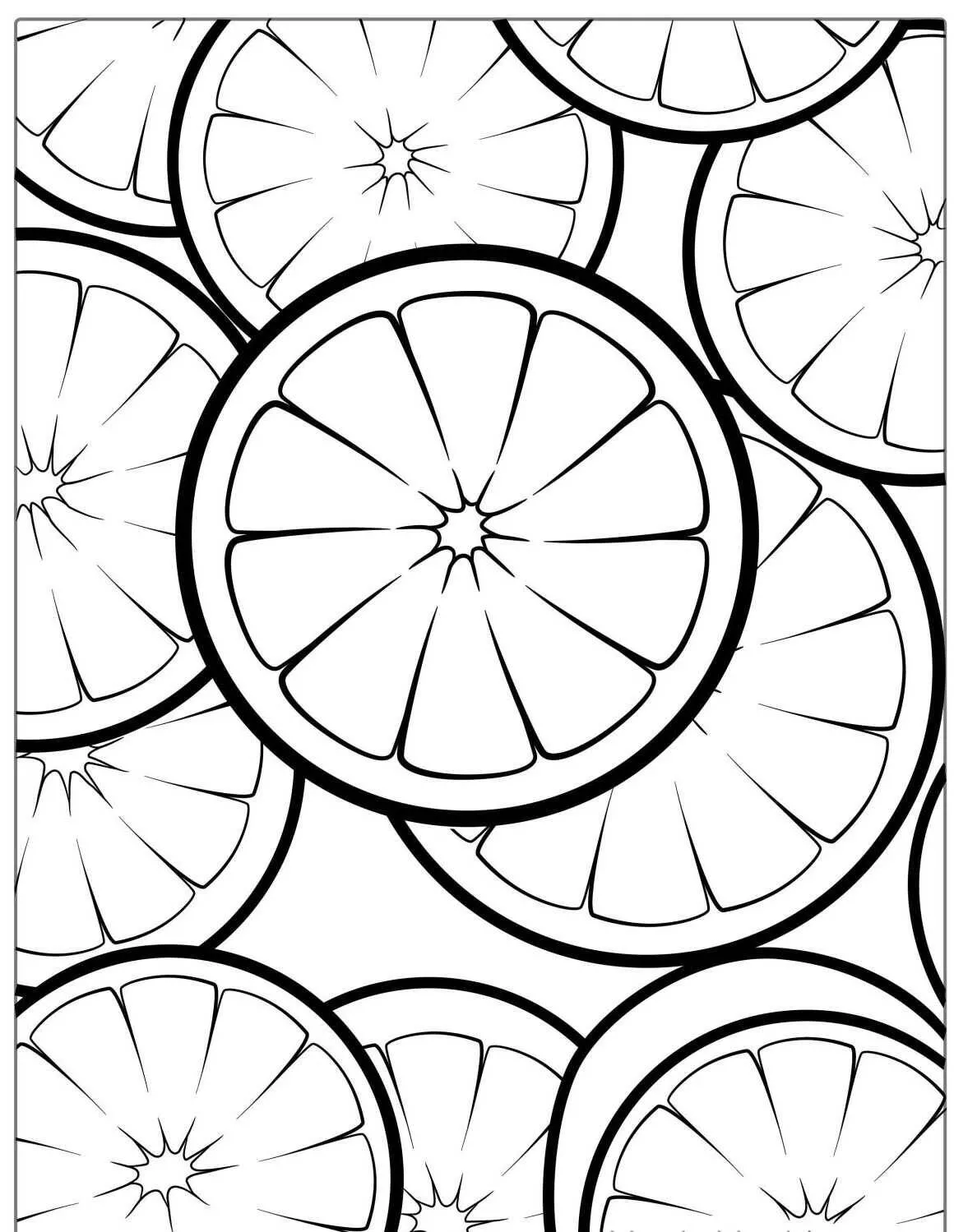 Coloriage de fruits orange en tranches