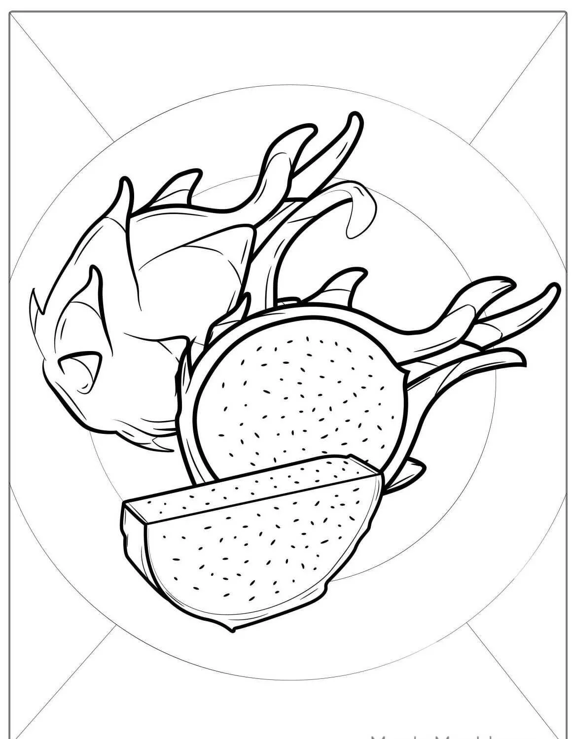 Desenho de Fruta Pitaya para Colorir