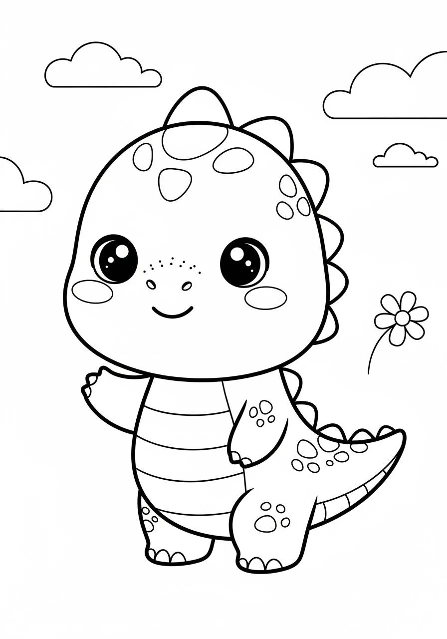Cute Dinosaur Coloring Page