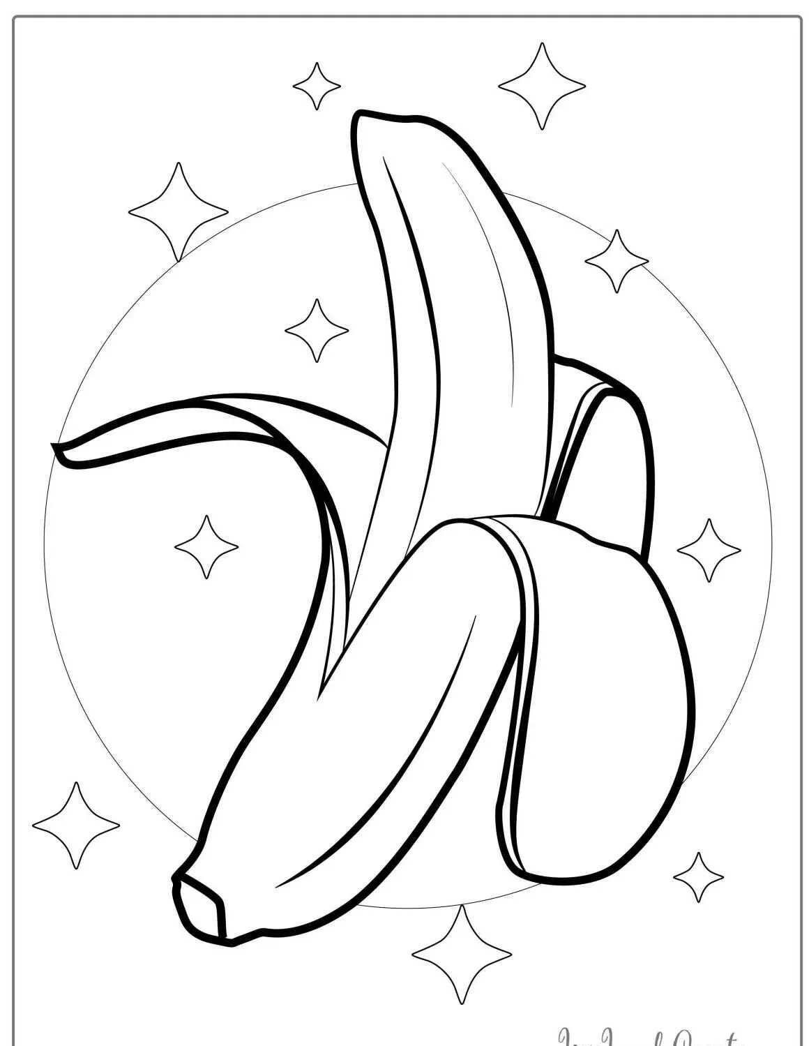 Página Para Colorear De Fruta De Plátano