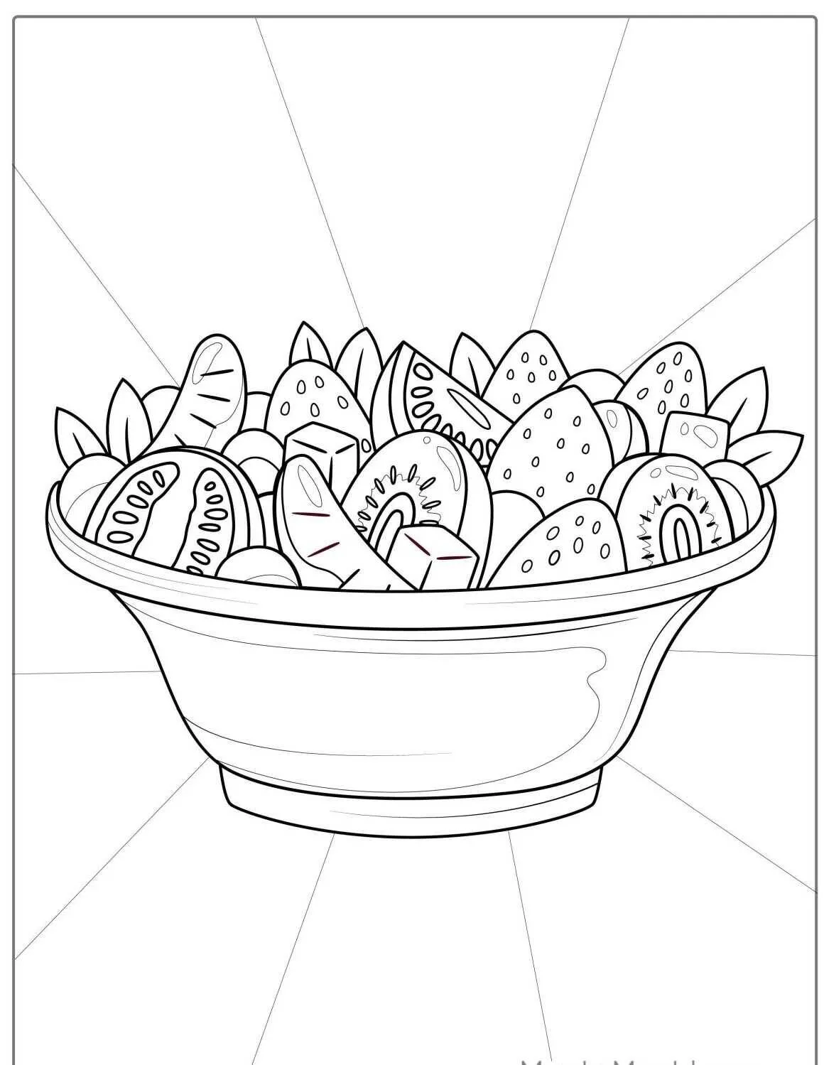 frutas en un tazón Página para colorear