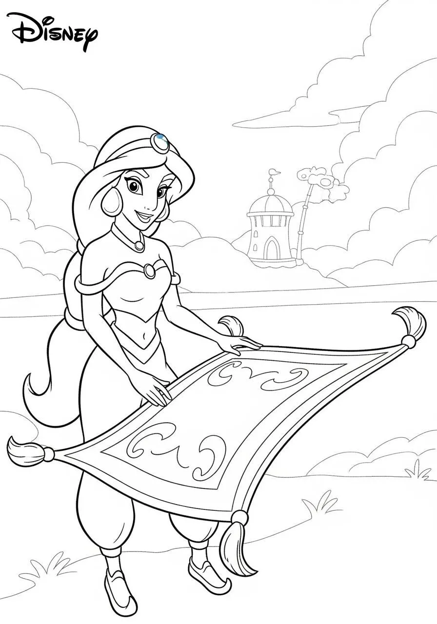 Jasmines Disney-Zauberteppich-Malvorlage