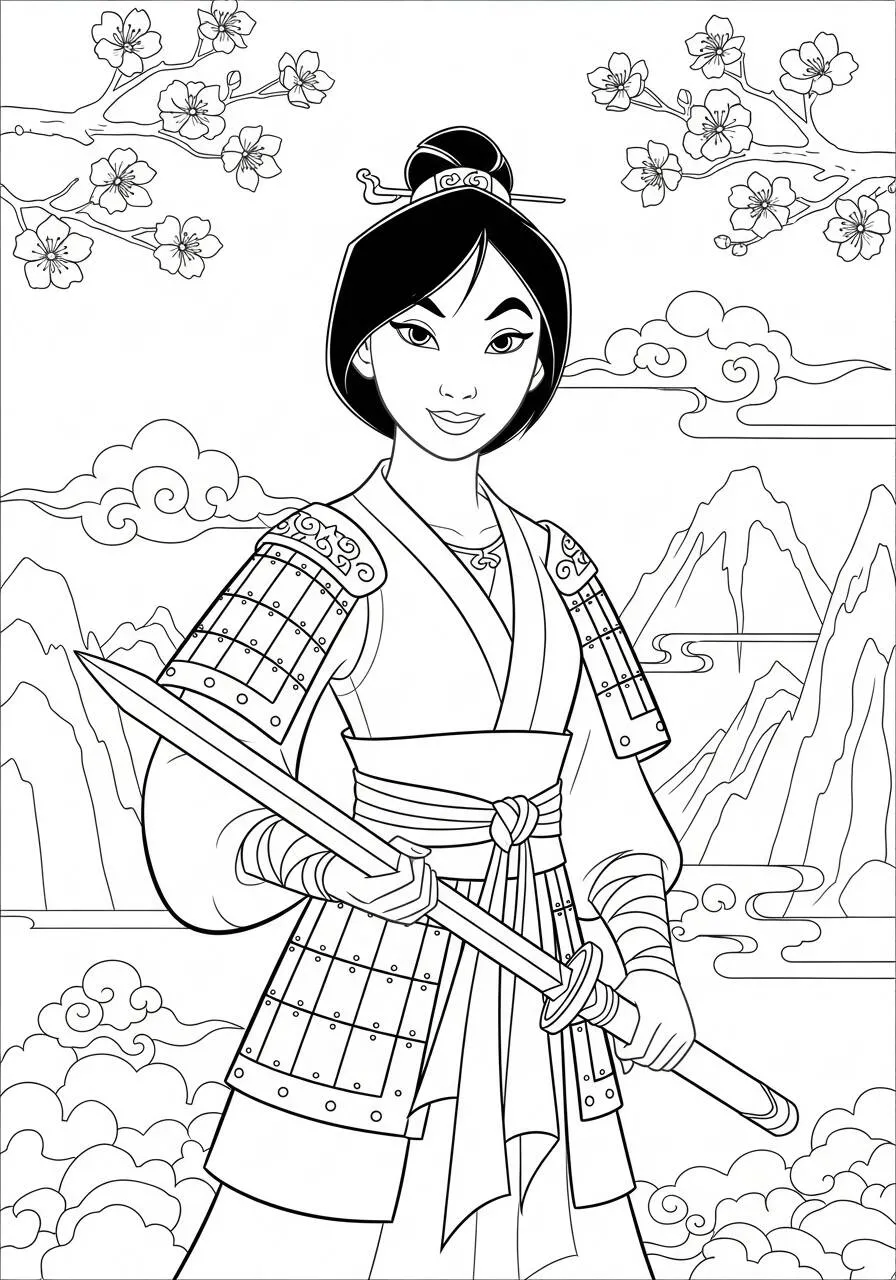 Disney Mulan mit Schwert Malseite
