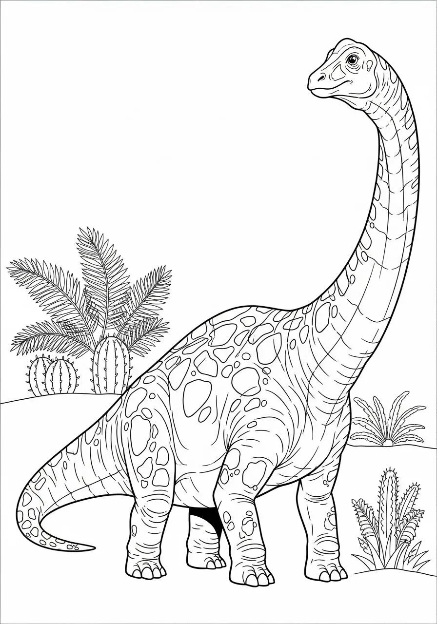 Pagina da colorare del dinosauro Brachiosauro