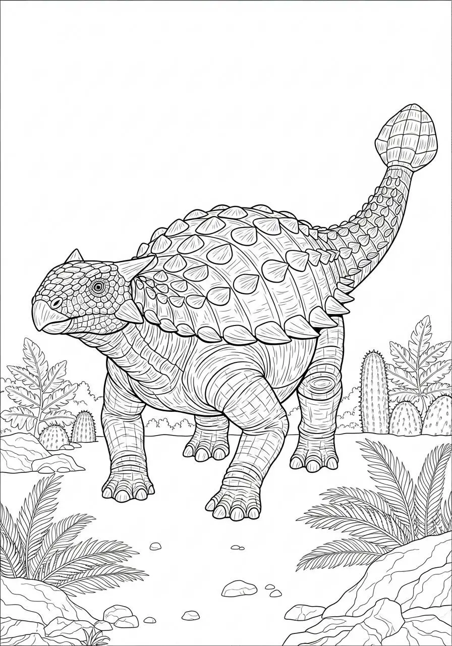 Pagina da colorare del dinosauro Ankylosaurus