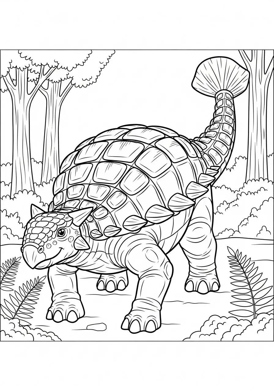 Pagina da colorare del dinosauro Ankylosaurus