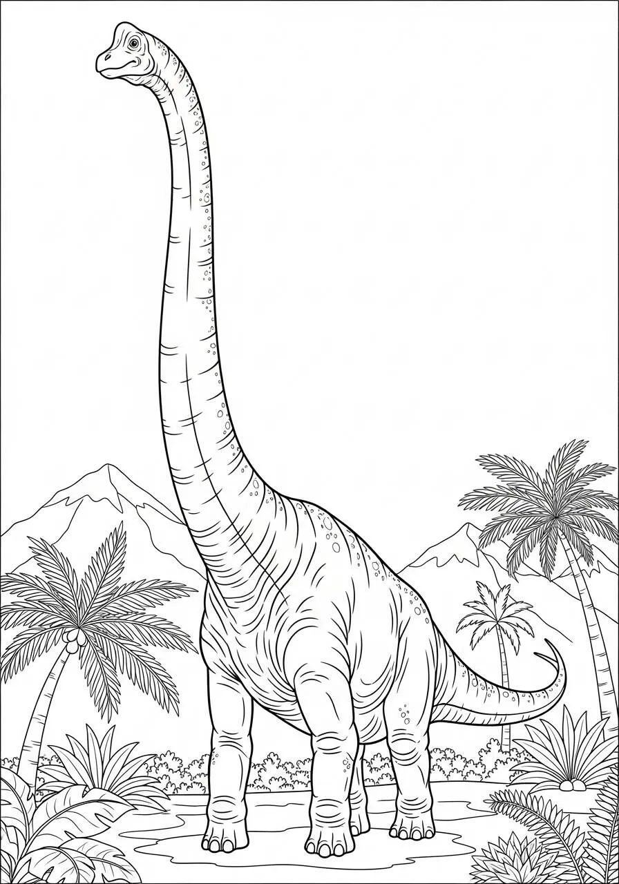 Pagina da colorare del dinosauro Brachiosauro