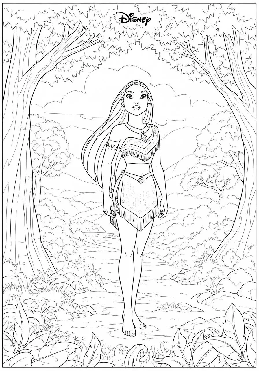 Disney Pocahontas in der Natur Malseite