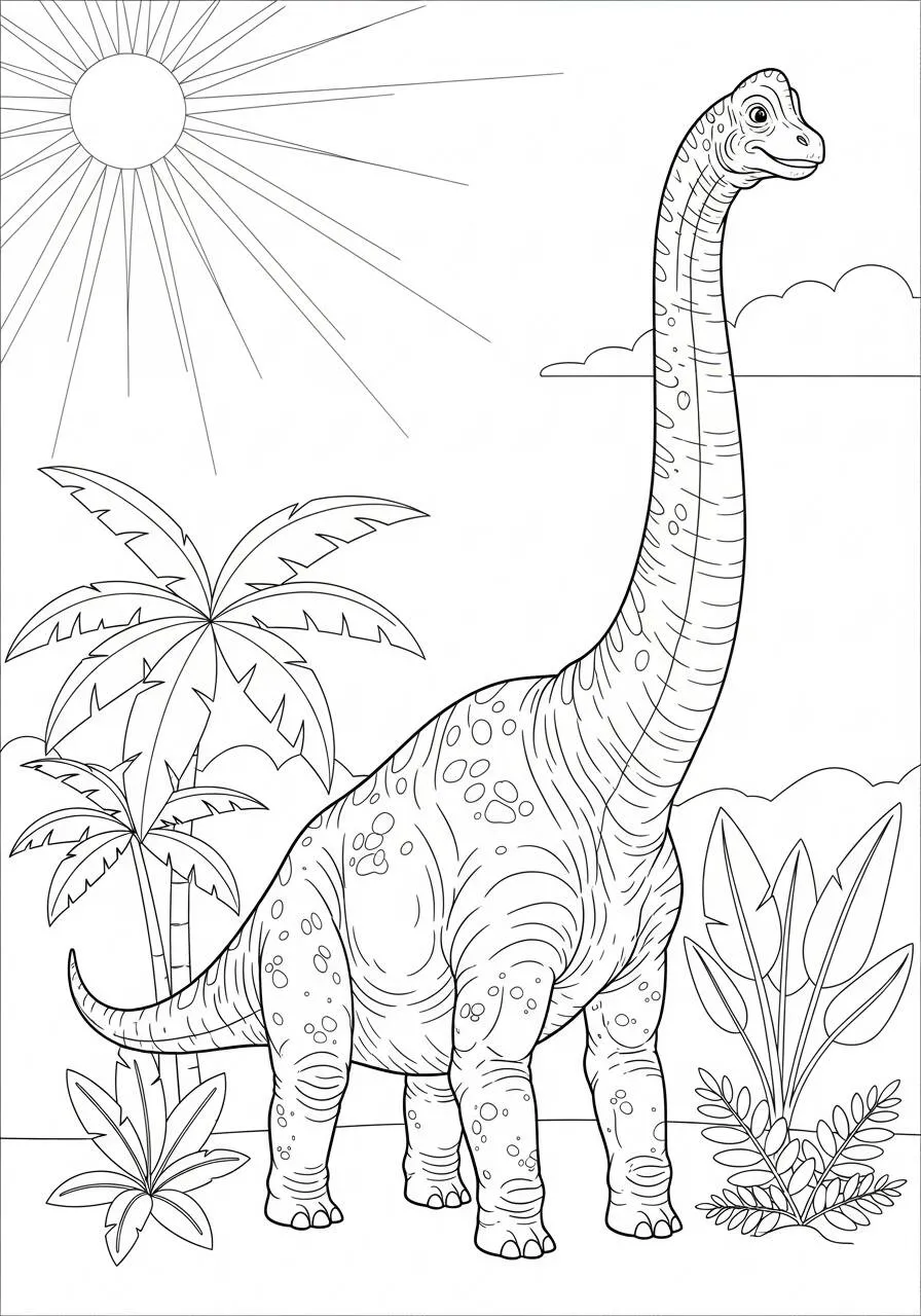 Pagina da colorare del dinosauro Brachiosauro