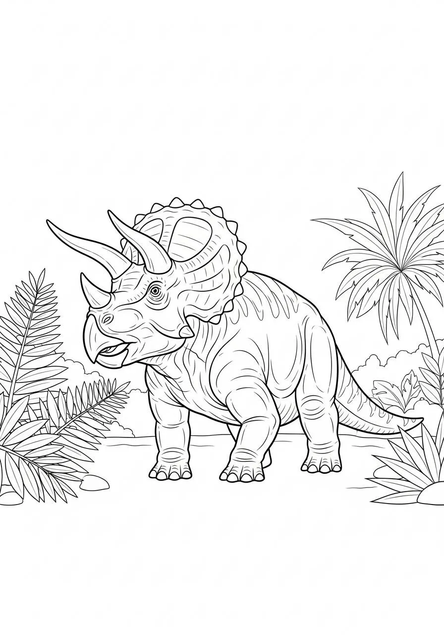 Pagina da colorare del dinosauro triceratopo
