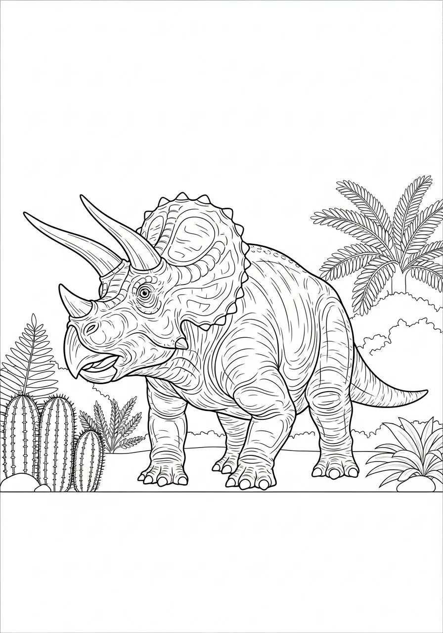 Pagina da colorare del dinosauro triceratopo