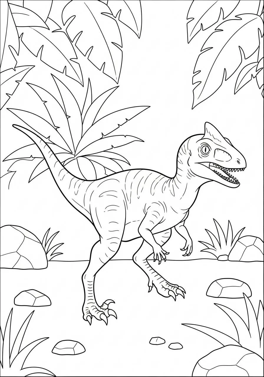 Pagina da colorare del dinosauro Velociraptor