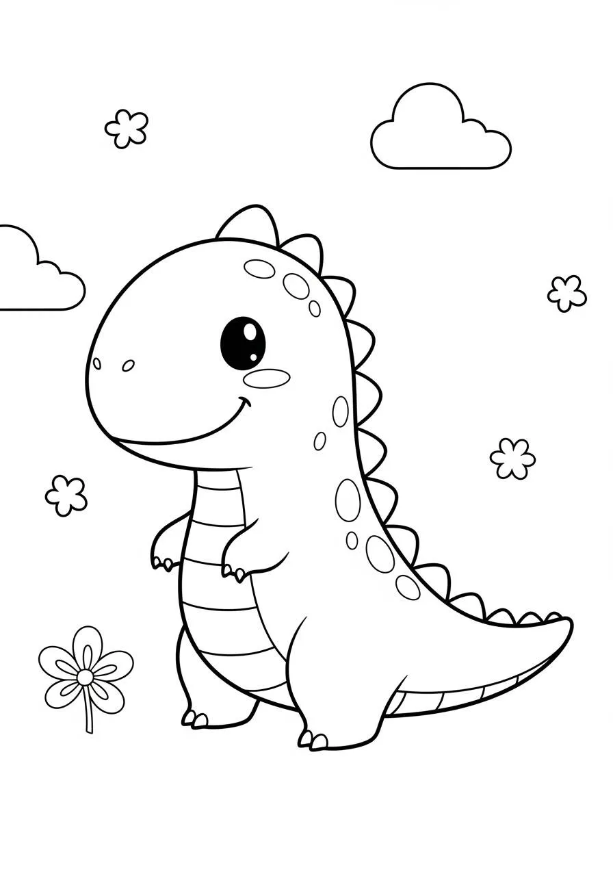 Pagina da colorare di dinosauri carino