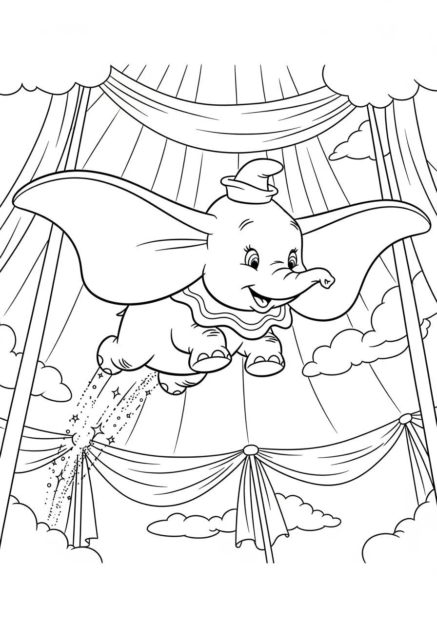 Dumbo Volando Disney Para Colorear